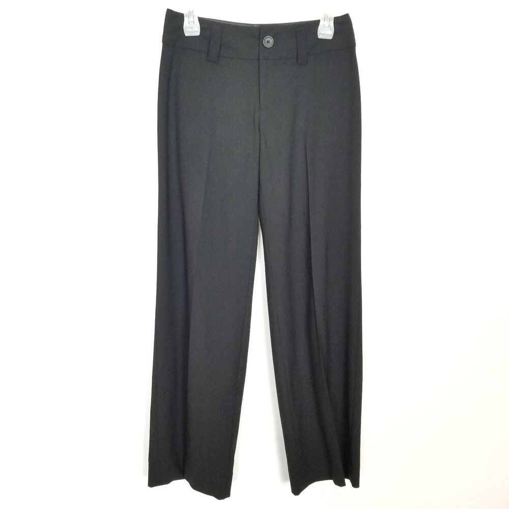 Banana Republic Women Wide Leg Trousers Sz 2 Black Stretch Wool Blend Office